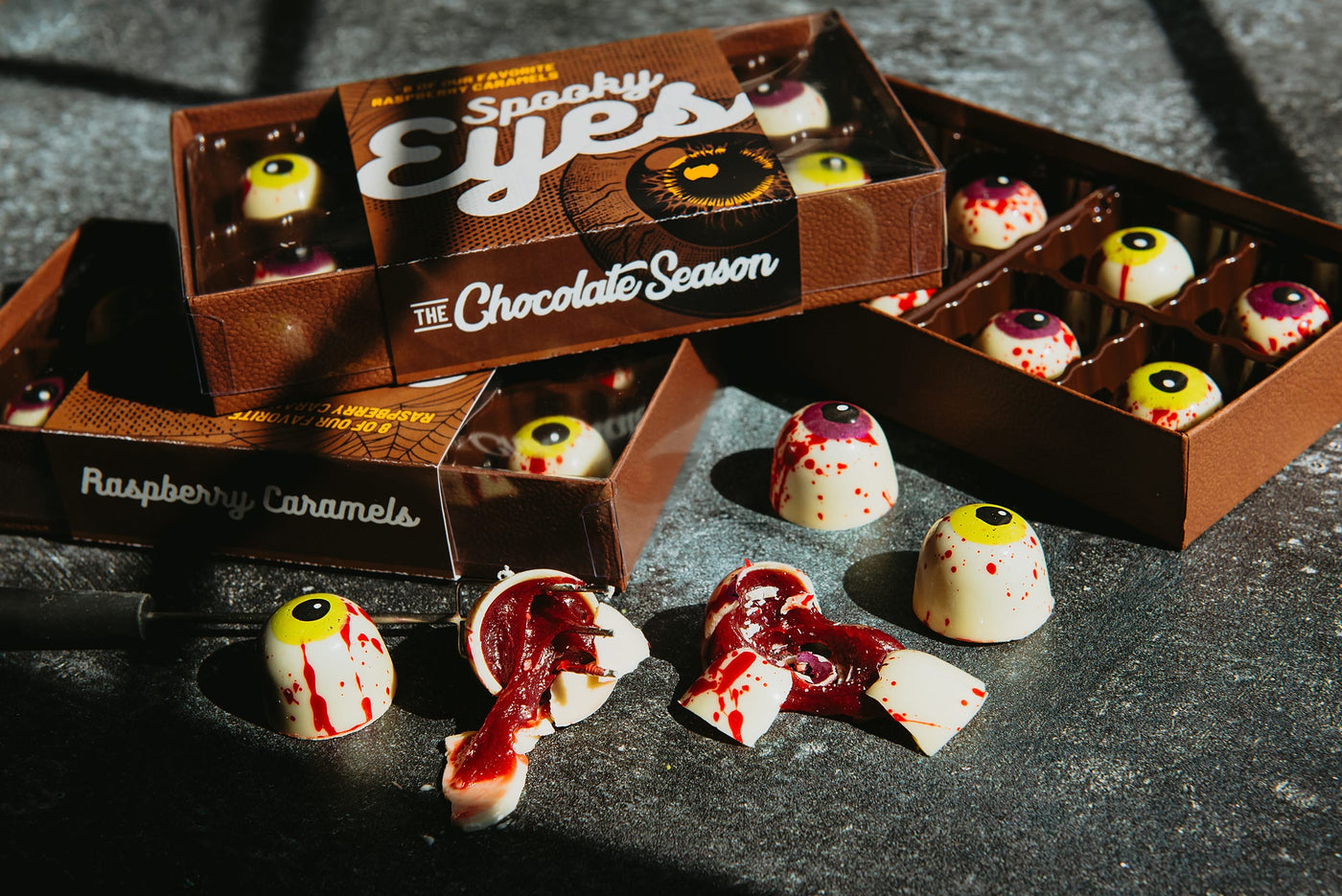 Spooky Eyeballs- Raspberry Caramel 8 piece
