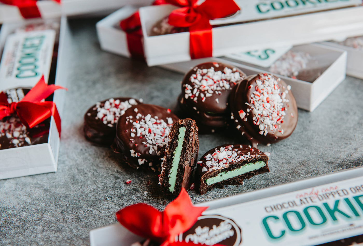 Candy Cane Chocolate Dipped Oreos